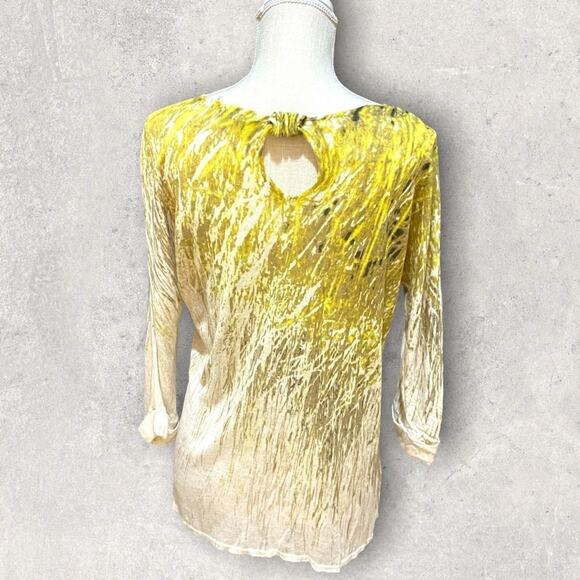 Nic+Zoe Printed Linen Blend Scoop Neck 3/4 Sleeve Top - Medium - Picture 8 of 9